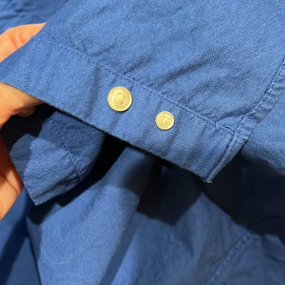 Ralph Lauren boys long sleeved Royal blue button down shirt size 7 and large EUC